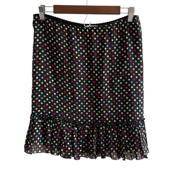 VTG Moschino Y2K Silk Ruffle Mini Skirt Polka Dots Size 4 Cheap And Chic READ - Picture 2 of 10